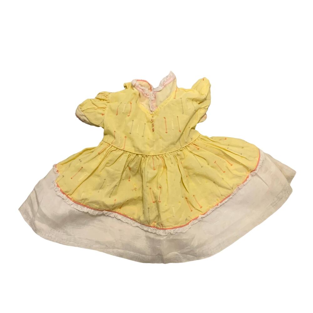 Burdee Toddlette Vintage 1950's Embroidered Ruffle Neck Easter Dress Yellow